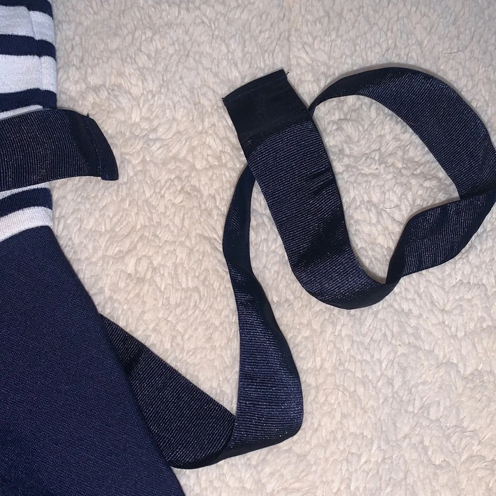 POLO Ralph Lauren Navy and White Striped Dress 12-14 EUC